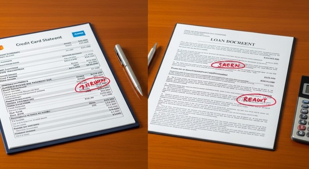 Personal Loan vs Credit Card side by side comparison