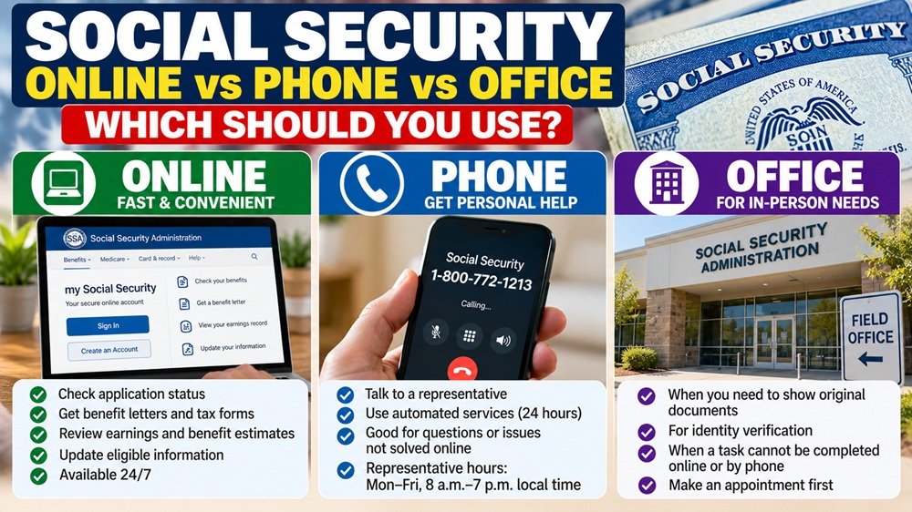 Social Security online services versus phone and office guide